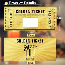 10 Sets Golden Ticket, Scratch Card Surprise Gift Reveal, Envelope For Birthday, Wedding, Concert, Cinema, Raffle Gift - 標準10件裝 - 查看 6