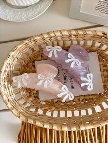 1pc Women's Rhinestone Bowknot Acetate Hair Claw Clip, Fresh And Sweet, Suitable For Daily Use - Multicolor - View 3