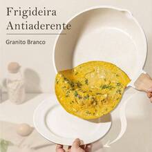 Sartenes Antiadherentes 10 Piezas, Bateria de Cocina, Juego de Sartenes de Induccion, Juego de Ollas y Sartenes, Fcil Limpieza, con Sartenes y Cacerolas, Granito Blanco - Granito blanco - Ver 4