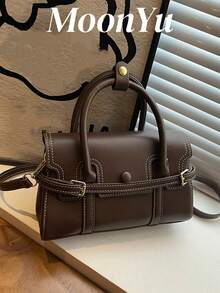 女士手提包，时尚优雅设计，高品质，可作单肩包使用，适合购物和通勤，咖啡色 - 咖啡 - 查看 1