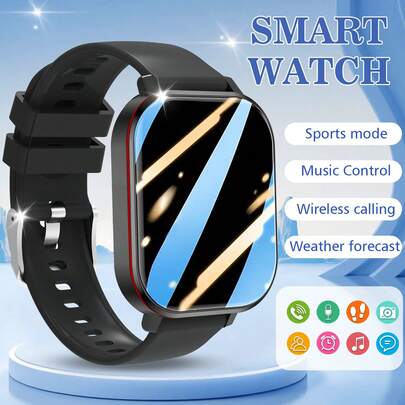 Reloj inteligente de 5,1 cm, compatible con llamadas/marcación inalámbrica, múltiples recordatorios de aplicaciones, adecuado para hombres y mujeres, notificaciones de mensajes, reproducción de música, reloj de fitness multifuncional