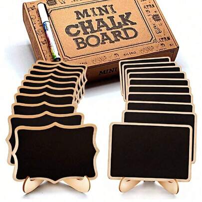 20pcs Mini Chalkboards, Home Decor Display Signs, Mini Wooden Message Boards, Suitable For Wedding, Baking Display, Hotel, Party, Desserts, Table Cards, Mother's Day, Graduation Ceremony