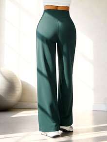 NcmRyu 1件装 女士高腰显瘦宽松阔腿弹力运动裤 春季 - 橄欖綠 - 查看 9