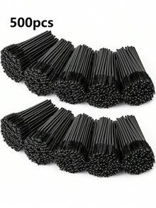 600Pcs Eyelash Extension Supplies Kit Lip Applicators Disposable Lash Spoolies Brushes Mascara Brush Lipstick Tester Wands Black - Black - View 13