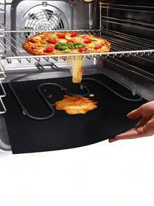 1pc Stove Mat, Outdoor Grill Mat, Heat Resistant Black Grill Mat, Non-Stick High Temperature Oil Cloth BBQ Mat, Reusable Oven Liner - Black - View 5