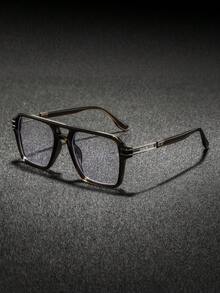 1副男士方形双梁平顶塑料眼镜，个性化港式时尚酷炫现代眼镜，适合日常聚会、派对、度假等场合。 - 彩色 - 查看 16