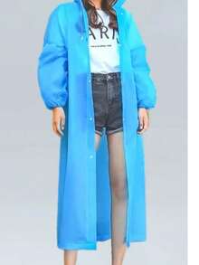 一件可重复使用的雨披，采用EVA防水材料制成，带帽，宽松长袖设计，方便户外活动。 - 彩色 - 查看 14