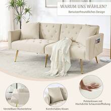 Sofa Bed Mattress - Beige + Velvet - View 6
