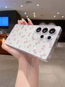 1pc Fashionable Creative Full-Screen Pink Bow Polka Dot Pattern Transparent Soft TPU Phone Case, Anti-Fall Anti-Scratch Anti-Fingerprint, Camera Lens Protection, Compatible With Samsung, Nothing, Pixel, INFINIX, Redmi - Multicolor - View 7