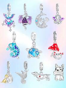 镀银热气球系列飞行家庭吊坠球，适合手链DIY女士饰品 - 銀色 - 查看 1