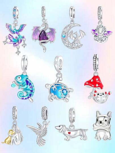 Silver Plated Charm Hot Air Balloon Series Flight Family Charm Pendant Ball Suitable For Bracelets DIY Women's Jewelry