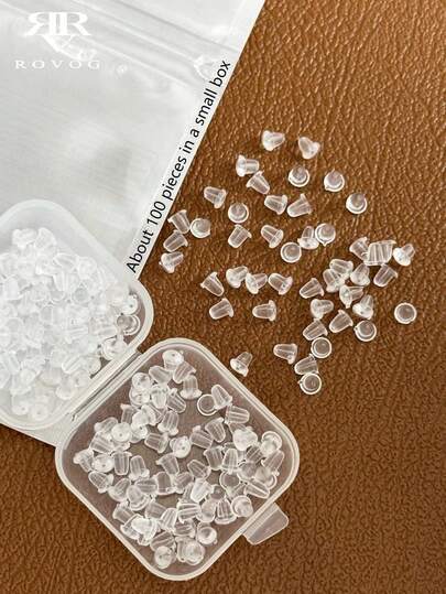 140pcs/Box Transparent Non-Slip Plastic Earplug Suitable For Women Daily Earring Wearing, Simple Jewelry Accessories Ear Plugs