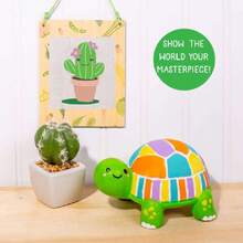 Tortuga de Cerámica para Pintar - Set con 6 Pinturas Acrílicas y Pincel - Figura 12.7 cm - Manualidades para Niños,40994161 - Rosa Fucsia - Ver 6