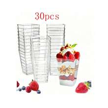 60毫升/120毫升/150毫升/190毫升透明慕斯杯，方形塑料甜点杯，蛋糕冰淇淋布丁杯，适用于生日、派对、婚礼和装饰 - 白色 - 查看 20