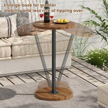 Round Side Table, Small Drink Table, Pedestal Martini Stand, Weighted Base Cocktail Table Accent Nightstand For Living Room, Bedroom, Bathroom, Office, Walnut - Quả óc chó - Xem 6