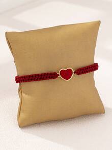 Bộ 1/2 vòng tay bện hình trái tim cổ điển, thiết kế hình giọt dầu màu đỏ và đen, thích hợp cho các cặp đôi và bạn thân, phù hợp để đeo hàng ngày, dự tiệc, ngày Valentine, vòng tay nữ phong cách Trung Đông thanh lịch và tinh tế. - Trái tim - Xem 13