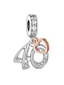 925 Sterling Silver Minimalist Heart Shaped Numeric Pendant, Unisex Birthday Gift - Silver - View 18