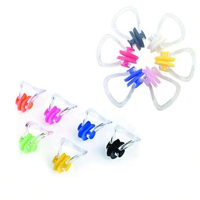 5个随机颜色软硅胶防窒息游泳鼻夹