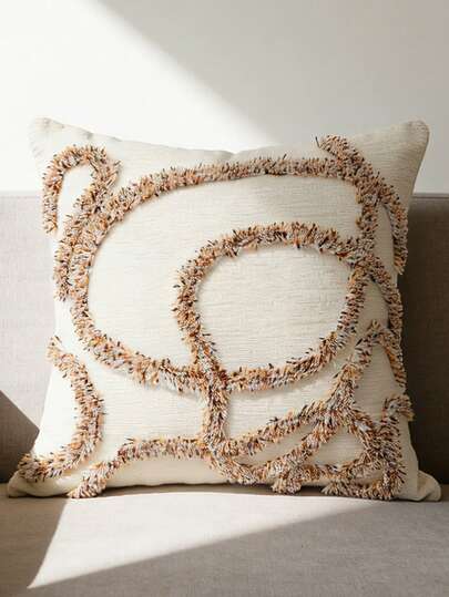 1pc Colorful Striped Chenille Minimalist Throw Pillow Cover, 17.7*17.7 Inches (45*45cm)/11.8*19.6 Inches (30*50cm), Chenille Fabric, Suitable For Sofa, Living Room, Bedroom, Car, Office, Hotel, Decoration, Perfect Gift For Family And Friends, All Seasons, Pillow Insert Not Included