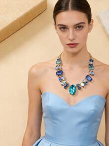 1入法式優雅人造水晶鍊條項鍊，適用於女性派對穿著 - 項鍊 - 查看 23