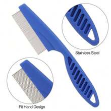 6pcs Stainless Steel Fine Tooth Lice Comb Pet Grooming Brush Set, Includes Flea Comb, Tear Stain Remover, Deshedding Brush, Suitable For Dogs, Cats And Other Pets - Multicolor - View 3