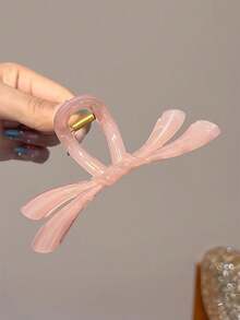 4pcs/3pcs/1pc Women Coffee Color Solid Bow Oversized Plastic Hair Clips, Fashion Versatile, Elegant Minimalist, Solid Marble Texture Hair Claws, Suitable For Daily, Casual, Party, Beach, Vacation, Hairstyling, Face/Hair Washing, Makeup, Outfit Accessories, Autumn Fashion Hair Clips, Autumn Hair Accessories, Winter Hair Clips, Summer Hair Clips - Multicolor - View 12