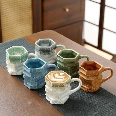 1个陶瓷马克杯，画册造型马克杯，不规则造型马克杯，窑烧釉面咖啡杯，可叠放马克杯