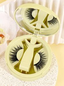 MAANGE 1/2/3 Pairs Magnetic Cartoon Fox Eye Lashes, Reusable Eyelash Set With Clips, Invisible Round Magnetic Lashes With Applicator, No Glue Magnetic Eyelashes Set, Easy To Wear And Remove, Comfortable All Day, Elegant Packaging For Travel And Gift - 黑色 - 查看 4