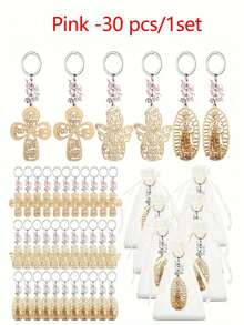 30个装木质洗礼钥匙扣，附赠欧根纱礼品袋，适用于洗礼、婚礼和派对用品、婚礼回礼、派对礼物、母亲节礼物、情人节礼物、生日礼物、毕业礼物 - 彩色 - 查看 13