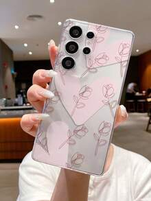 1pc Heart Flower Pattern Transparent Soft TPU Phone Case, Anti-Fall Anti-Scratch Anti-Fingerprint, Precise Camera Cutout, Compatible With Samsung, Nothing, Pixel, INFINIX, Redmi - Clear - View 2