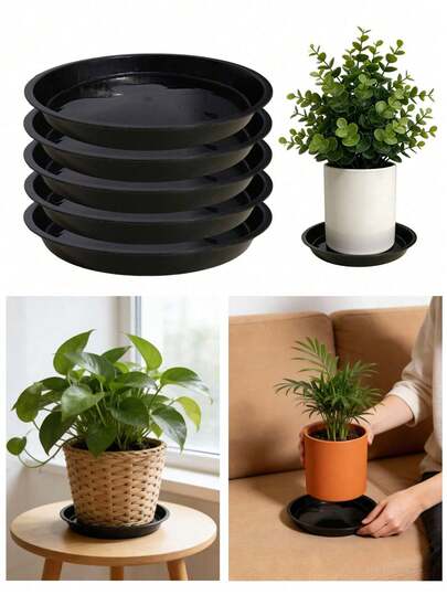 12/6pcs 6.29 Inch Plant Trays, Durable Indoor Plastic Plant Trays, Bird Bath, Flower Plant Watering Trays, Round Plant Trays, Plastic Plant Drip Trays, Suitable For Indoor And Outdoor Garden Plants, Collect Potted Plant Drainage And Excess Water