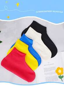 1 Pair Unisex Reusable Silicone Shoe Covers, Waterproof Anti-Slip, Travel Shoe Protectors, Transparent Outdoor Boots Covers, Lightweight Rain Gear Accessories, Suitable For Hiking/Camping - Black - View 2