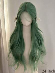 24-Inch Long, Synthetic Heat-Resistant Wig, Wavy Green Wig, Made Of Fiber, Suitable For Daily Use At Halloween Parties - Multicolor - View 10