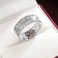 1pc Hollow Leaf Shaped Design Cubic Zirconia Inlaid Women Fashion Ring - Multicolor - View 6