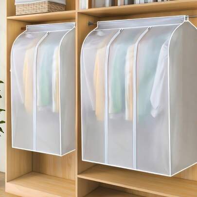 High-Quality Translucent 3D PEVA Waterproof Garment Dust Cover, Thickened Washable Hanging Clothing Bag, Suitable For Coats, Dresses & Office Suits Storage