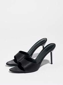 Giày sandal cao gót mũi nhọn cho nữ, dép bít mũi thoáng khí mùa hè, sandal cao gót màu đen thanh lịch, thoải mái với khóa cài, kiểu dáng giản dị, gợi cảm. - màu đen - Xem 4