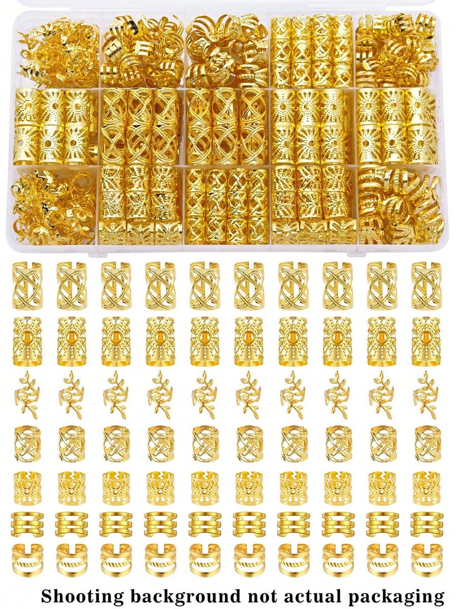 70Pcs Alloy Hair Ring Hair Charms Dreadlock Decorations Cuffs Hair Accessories Loc Hair Jewelry For Braids For Girls And Women - Gold - View 1