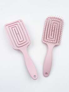 1把罗纹弯头通用梳 - 适用于所有发质 - 抚平毛躁,干湿两用 - 轻松梳开缠结的头发 - 打造柔顺长发/蓬松卷发。灵活的梳齿具有头皮按摩功能。可用于吹干、造型、洗发。适合居家护理/头皮按摩/旅行/学校/办公室及美发沙龙使用。贝壳梳、清洁梳、造型梳、直发梳、卷发梳、解结梳、护发产品、浴室工具、浴室美发配件、化妆工具 - 排骨梳 - 查看 7