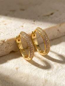 一对独特优雅的锆石珐琅耳环，925纯银材质，精致珠宝，是送给女性的礼物，适合派对、生日、约会等场合。 - 優雅耳環 - 查看 4