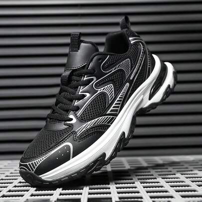 Pantofi sport respirabili pentru bărbați, cu șireturi, cu culori contrastante, potriviți pentru purtare zilnică și sport