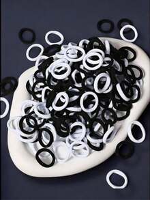 50 Pieces Small Elastic Hair Ties - Black and White - View 3