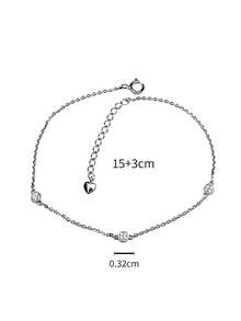 1pc S925 Sterling Silver Minimalist Triple Cubic Zirconia Disc Bracelet, Elegant & Versatile Accessory, Delicate Gift - Round - View 8
