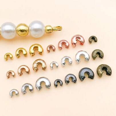 50pcs 3x4mm 4x5mm 5x6mm 18k Copper Plated Genuine Gold C Shaped Clasp Wire Protector Closing Buckle For DIY Bracelet Necklace Earring Jewelry Making Parts