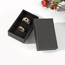 1 Stück quadratische Schmuckgeschenkbox in verschiedenen Größen, für Halskette, Ohrringe, Ring, einfarbig in elegantem Stil, geeignet für Wintersonnenwende und Hochzeiten, Schmuck, Halskette, Armband, Silber-Bar-Verpackung, Hochzeiten und andere Anlässe, Dekor für Schminktisch - Schwarz - Übersicht 4