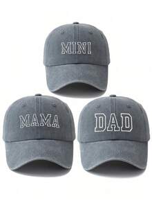 MAKEFGE 3pcs Women's Embroidered Fashion MAMA, MINI, DAD Adjustable Size Sun Protection Outdoor Casual Baseball Cap, Suitable For Daily Wear,Summer,Beach,Hat - 3pcs - View 18