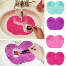 Silicone Makeup Brush Cleaning Mat, Makeup Brush Cleaner, Suction-Cup Makeup Brush Cleaning Mat, Portable Makeup Brush Washing Tool, Manual Brush Washing Tool - Apple-shaped - View 12