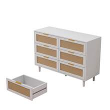 6 Drawer Dresser For Bedroom,Rattan Storage Cabinet,Chest Of Drawer,For Bedroom,Living Room,White - 白色 - 查看 7