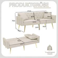 Sofa Bed Mattress - Beige + Velvet - View 7