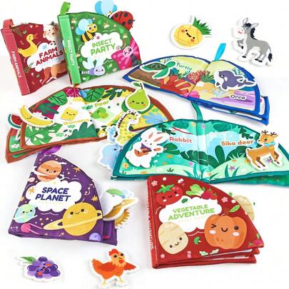 1Pc Baby Book For Toddlers - Sensory Toys For 1+ Year Old Boy Girl Gifts, Cloth Book With Crinkle Paper, Educational Learning Quiet Activity Books Toddler Travel Toy