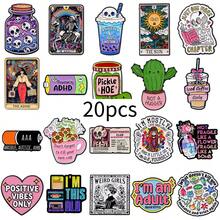 20pcs/Set Cute Enamel Pin Lapel Pins Badges On Backpack Women's Brooch Clothes Gift Jewelry Fashion Accessories - Black - View 5